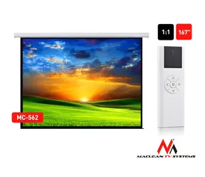 Maclean MC-562 / Elektrische Projektionsleinwand / Wandmontage / 300 × 300 cm / 4:3 / Fernbedienung