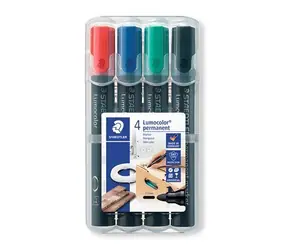 Staedtler Lumocolor Permanentmarker / Marker / 4er-Set / 4 Farben / 2 mm / wasserfest