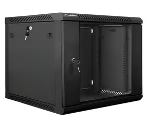 Lanberg WF01-6609-10B schwarz / Wandschrank / 19" / 9 HE / 600 × 600 mm / Glastür