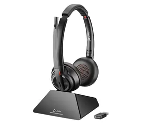 Poly Savi 8220 UC-M schwarz / Kabelloses Headset / Mikrofon / zwei Ohrhörer / DECT / Bluetooth