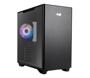 InWin A5 Gehäuse, schwarz / E-ATX, ATX / ARGB / transparente Seitenwand / 1x USB-C, 2x USB-A