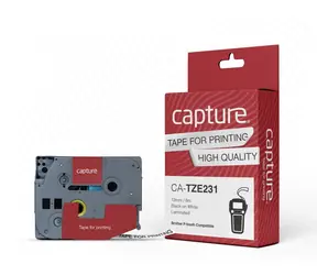 Capture Etikettenband 12 mm schwarz auf weiß / Etikettendruckerband / 8 m / kompatibel mit Brother P-Touch