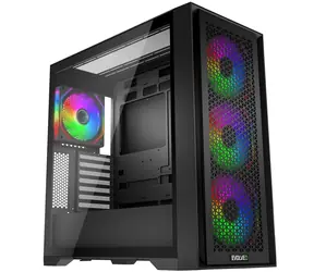 Evolveo Rhino schwarz / PC-Gehäuse / Big Tower / ATX/E-ATX/mATX/ITX / ARGB / ohne Netzteil / transparente Seitenwand