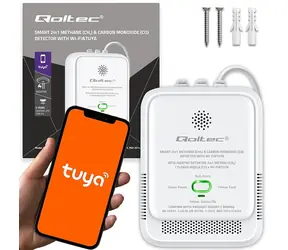 Qoltec 52654 / Gas- und CO-Leckmelder / WLAN / Tuya / 85 dB Alarm / LED