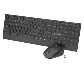Natec Stingray 2 schwarz / Tastatur- und Maus-Set / US-Layout / Kabellos / Bluetooth + USB-A / Nummernblock