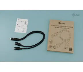 i-TEC USB-C- Cable schwarz / USB-C-Splitter / PD 100W / Audio/Daten / 0,3 m
