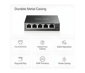 Mercusys MS105GS-M2 / 5-Port-Switch / 2,5 Gbit/s / Desktop / Metallgehäuse / lüfterlos