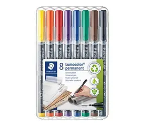 Staedtler Lumocolor Permanentmarker F / Marker / 8er-Set / 8 Farben / Strichstärke 0,6 mm