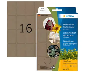 Herma Silphie Etiketten 25x40mm braun / Etiketten / abgerundete Ecken / permanent / 384 Stück / 24 Blatt
