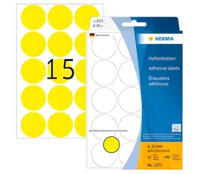 Herma Etiketten rund gelb / 32 mm / Papier / 480 Stück