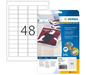 Herma Sicherheitsetiketten weiß 45,7 x 21,2 mm / Etiketten / Folien / 1200 Stück / A4