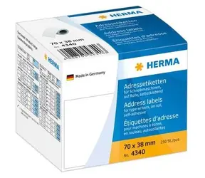 Herma Adressetiketten auf Rollen 70x38 mm weiß / Etiketten / Papier / 250 Stück.