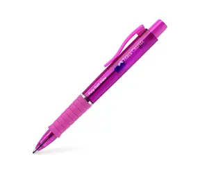 Faber-Castell Poly Ball View Kugelschreiber, Fuchsia / XB-Spitze (1,0 mm) / Blaue Tinte / Austauschbare Mine