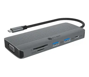 Icy Box IB-DK4040a-CPD silber / Dockingstation / USB-C / 10V1 / HDMI 4K / VGA / PD 100W / Gigabit-LAN