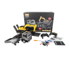 AMEWI RC-Traktor mit Sattelauflieger und Bagger G836E, G041E / 1:24 / RTR / 2,4 GHz / Licht und Sound / bis zu 20 Minuten