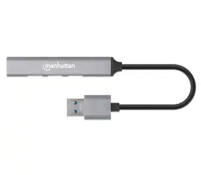 Manhattan USB-Hub, grau / USB-Hub / 4X USB-A / USB 3.2 Gen 1 5 Gbit/s / Bus-Stromversorgung