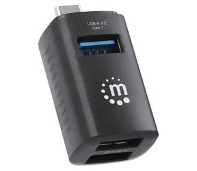 Manhattan 3- Port USB-C Hub schwarz / USB-Hub / USB-C / 2x USB 3.2 Gen 1 Typ-A / 1x USB 2.0 / 5 Gbit/s