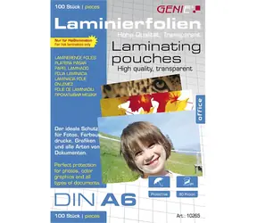 Genie 10265 / Laminierfolie / A6 / 100 Stück / transparent