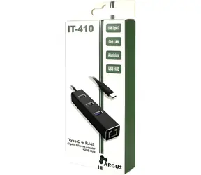 Inter-tech Argus IT-410 schwarz / USB-C-Hub / Gigabit-Ethernet / 3x USB 3.0
