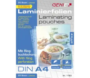 GENIE 11963 A4 / Laminierfolie / 25 Stück / 338 x 303 mm / glänzend
