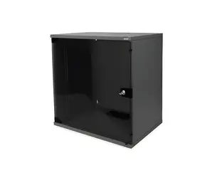 Digitus SOHO 12U schwarz / Wandrack / 19" / 520x580x400 mm / Glastür / bis zu 60 kg