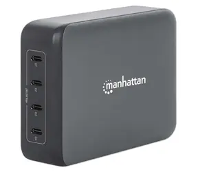 Manhattan GaN-Ladegerät 240W schwarz / Ladegerät / 4X USB-C / USB Power Delivery 3.1 / max. 140W/ Port