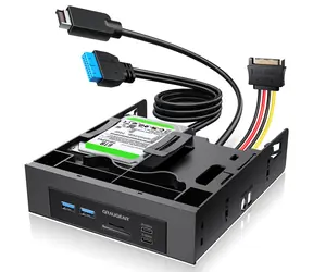 GrauGear Frontpanel-USB-Hub und Kartenleser / Frontpanel / 5,25" / USB-C 20 Gbit/s / 2x 2,5" SSD-Rahmen