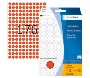 Herma Etiketten rund rot 8 mm / Papier / 5632 Stück