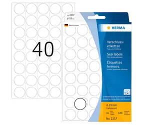 Herma Siegeletiketten transparent 19 mm / Extra klebend / Polyester / 640 Stück