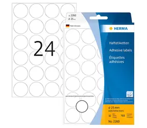 Herma Etiketten rund weiß 25 mm / Papier / 768 Stück