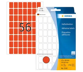 Herma Mehrzwecketiketten rot 12x18 mm / Etiketten / Mattes Papier / 1792 Stück
