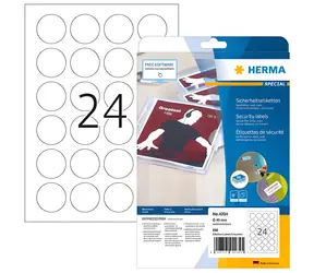Herma Sicherheitsetiketten weiß O40 mm / Etiketten / Folien / 600 Stück / A4