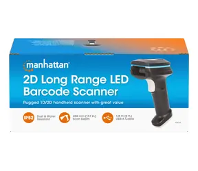 Manhattan Barcode-Scanner 1D/2D Schwarz / Handgerät / IP52 / 45 cm / USB
