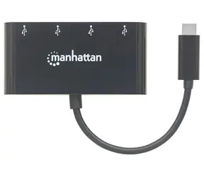 Manhattan USB-C Hub schwarz / USB-Hub / 4X USB-A / USB 3.2 Gen 1 / 5 Gbit/s / Bus-Stromversorgung