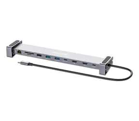 Manhattan Dockingstation 10-in-1, grau / Dockingstation / USB-C / 2x HDMI 4K 60Hz / PD 100W / USB-A 3.2 Gen1