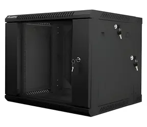 Lanberg WF02 schwarz / Wandschrank / 19" / 9 HE / 600 × 600 mm / Glastür