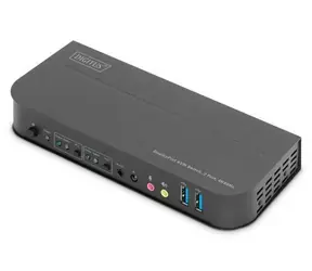 Digitus DS-12850 / KVM-Switch / 2 Ports / 2x DisplayPort Eingang / DP/HDMI Ausgang / 4K 60Hz / USB 3.0 Hub