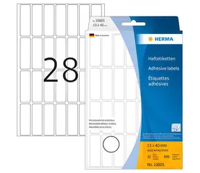 Herma Universal-Etiketten 13x40 mm / weiß, ablösbar / 32 Blatt / 672 Stück.