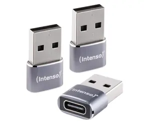 INTENSO C480A anthrazit / USB-C-auf-USB-A-Adapter / Aluminiumgehäuse / 3 Stück / USB 2.0