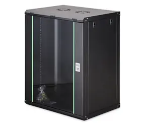 Digitus Dynamic 16HE 600x450mm schwarz / Wandmontage-Rack / 19" / Glastür / Aktive Kühlung / IP20