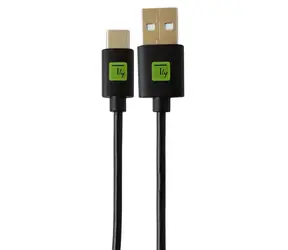 Techly USB-A-auf-USB-C-Kabel (0,1 m, schwarz) / USB 2.0 / Schnellladefunktion