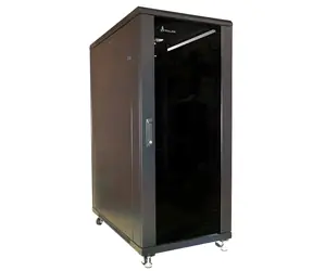 Extralink Rack-Schrank 32 HE schwarz / Rack-Schrank / 600 x 800 mm / Tragfähigkeit 1500 kg / Glastür