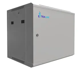 Extralink 19"-Wandrack 9 HE 600 x 450 mm grau / Wandmontage / montiert / Tragfähigkeit 55 kg / Metalltür