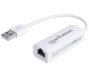 Manhattan USB-Adapter RJ45 weiß / Netzwerkadapter / USB 2.0 / Fast Ethernet 100 Mbit/s / IEEE 802.3