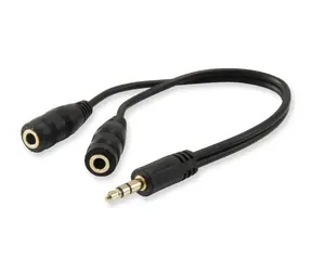 3,5-mm- Equip schwarz / Audio-Splitter für Headset / 2x 3,5-mm-Klinkenstecker / 0,13 m