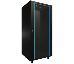 Extralink 27U 19" schwarz / Rack-Schrank / 600 × 600 mm / Glastür / Tragfähigkeit 600 kg