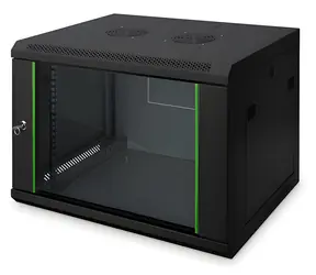 Digitus Dynamic schwarz / Wandschrank 19" / 12 HE / 600 × 450 mm / Glastür / IP20