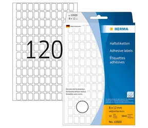 Herma Mehrzwecketiketten weiß 8x12 mm / Etiketten / ablösbar / 2880 Stück