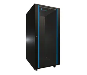 Extralink Rack-Schrank 27 HE schwarz / Rack-Schrank / 600 x 800 mm / Tragfähigkeit 1000 kg / Glastür