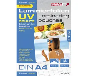 GENIE Laminierfolie A4 / Laminierfolie / 125 µm / UV-Schutz / wasserfest / 25 Stück